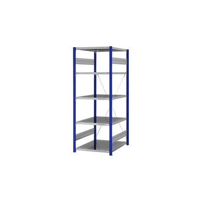 Boltless shelving unit, light duty, single-sided, HxWxD 2000 x 750 x 800 mm, blue/zinc plated, standard shelf unit.