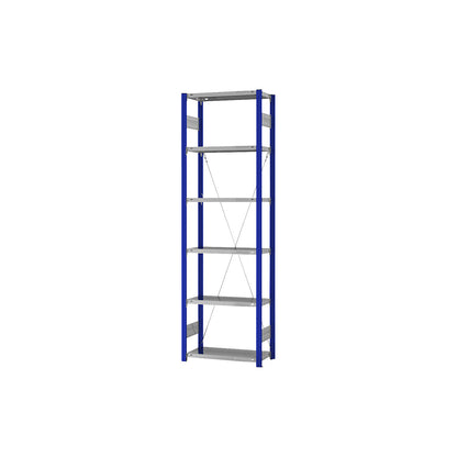 Boltless shelving unit, light duty, single-sided, HxWxD 2500 x 750 x 300 mm, blue/zinc plated, standard shelf unit.