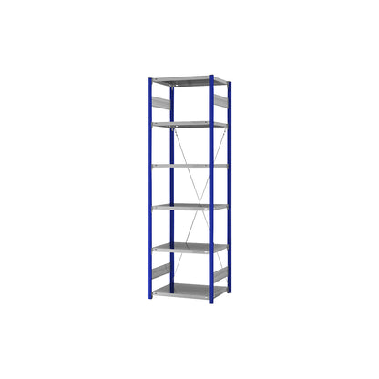 Boltless shelving unit, light duty, single-sided, HxWxD 2500 x 750 x 500 mm, blue/zinc plated, standard shelf unit.