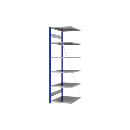 Boltless shelving unit, light duty, single-sided, HxWxD 2500 x 750 x 800 mm, blue/zinc plated, extension shelf unit.