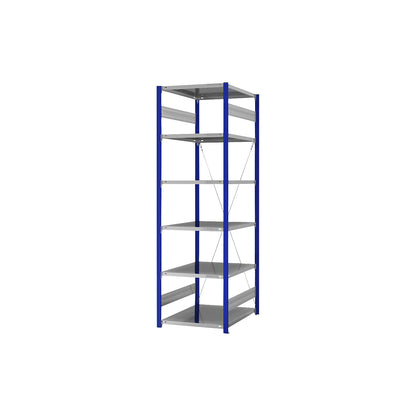 Boltless shelving unit, light duty, single-sided, HxWxD 2500 x 750 x 800 mm, blue/zinc plated, standard shelf unit.