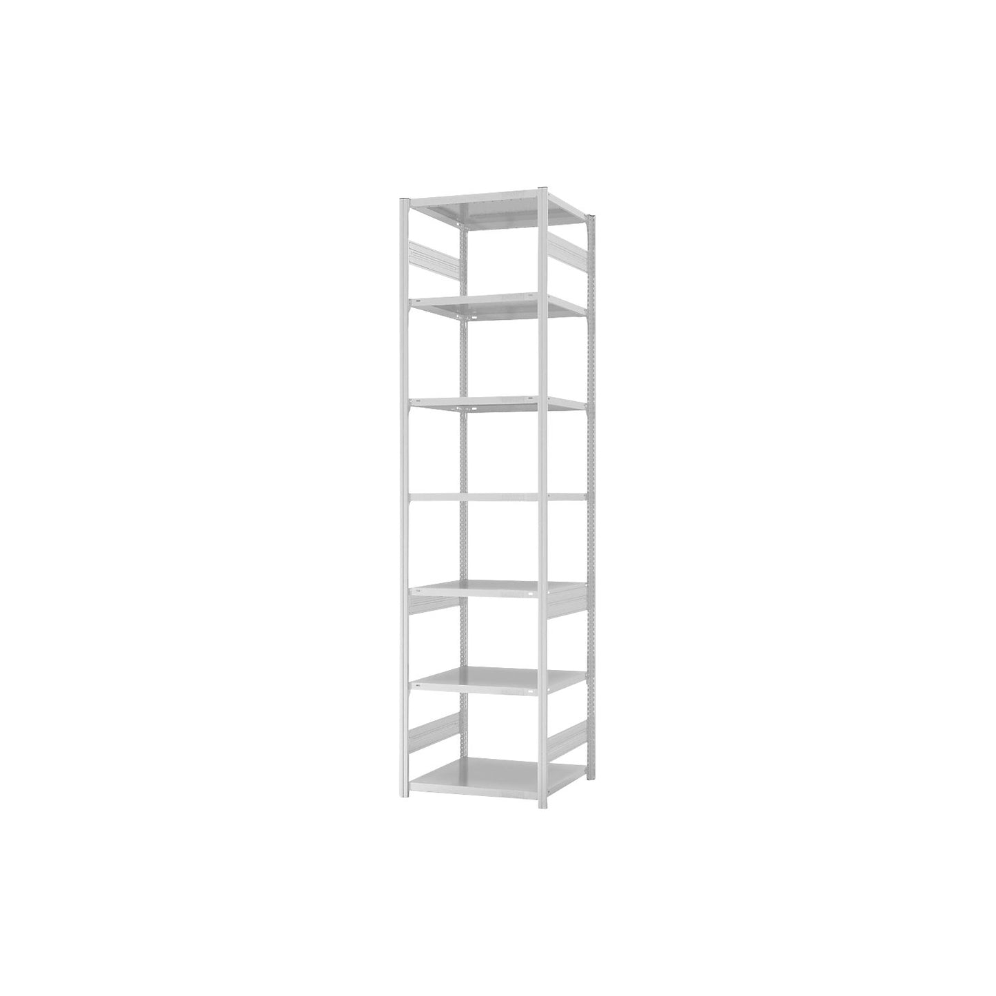 Boltless shelving unit, light duty, double-sided, HxWxD 3000 x 750 x 600 mm, grey, standard shelf unit.