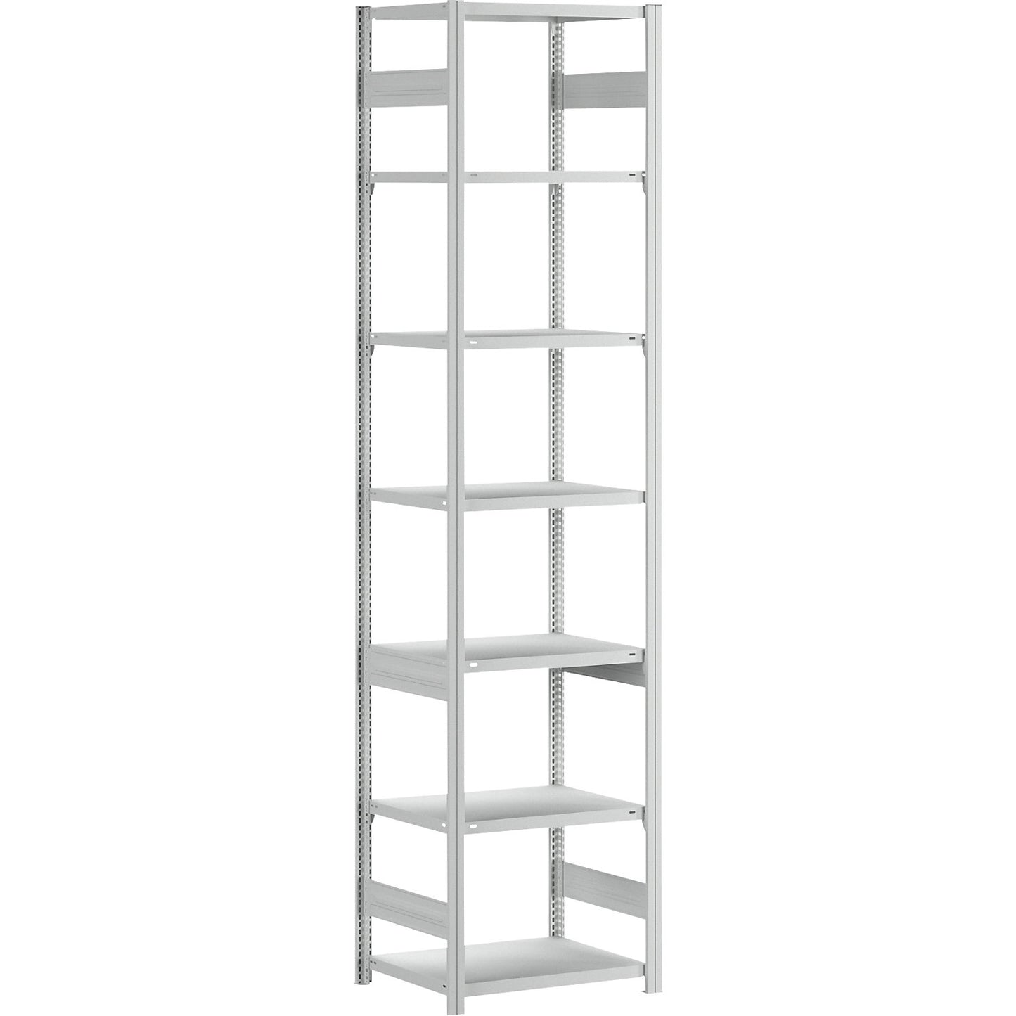 Boltless shelving unit, light duty, double-sided, HxWxD 3000 x 750 x 600 mm, grey, standard shelf unit.