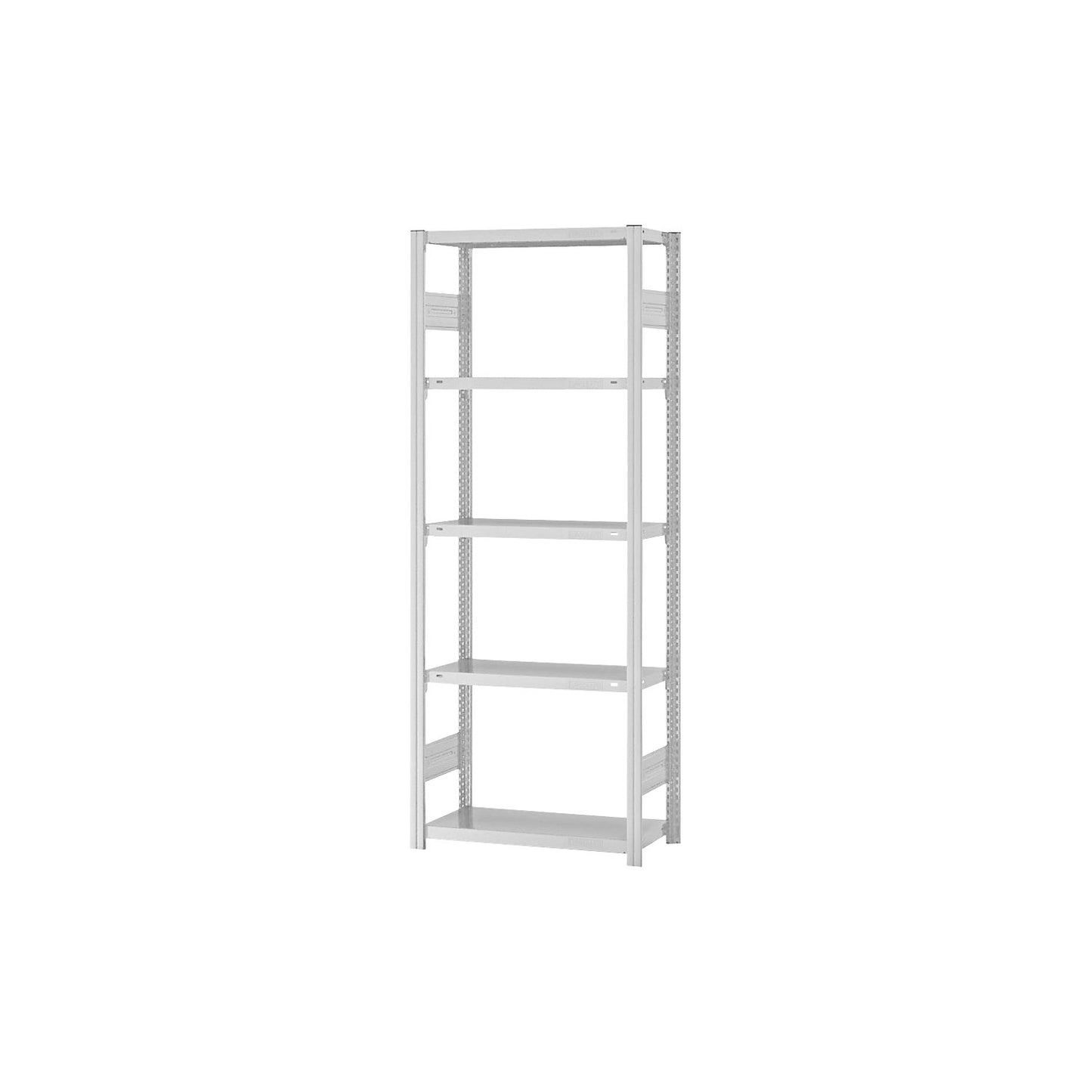 Boltless shelving unit, light duty, double-sided, HxWxD 2000 x 750 x 300 mm, grey, standard shelf unit.