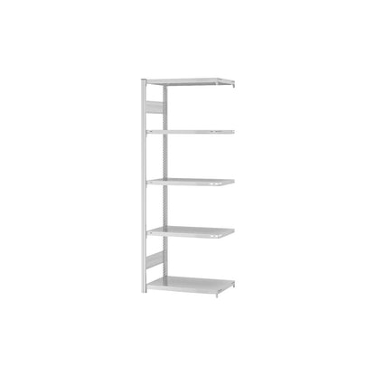 Boltless shelving unit, light duty, double-sided, HxWxD 2000 x 750 x 400 mm, grey, extension shelf unit.