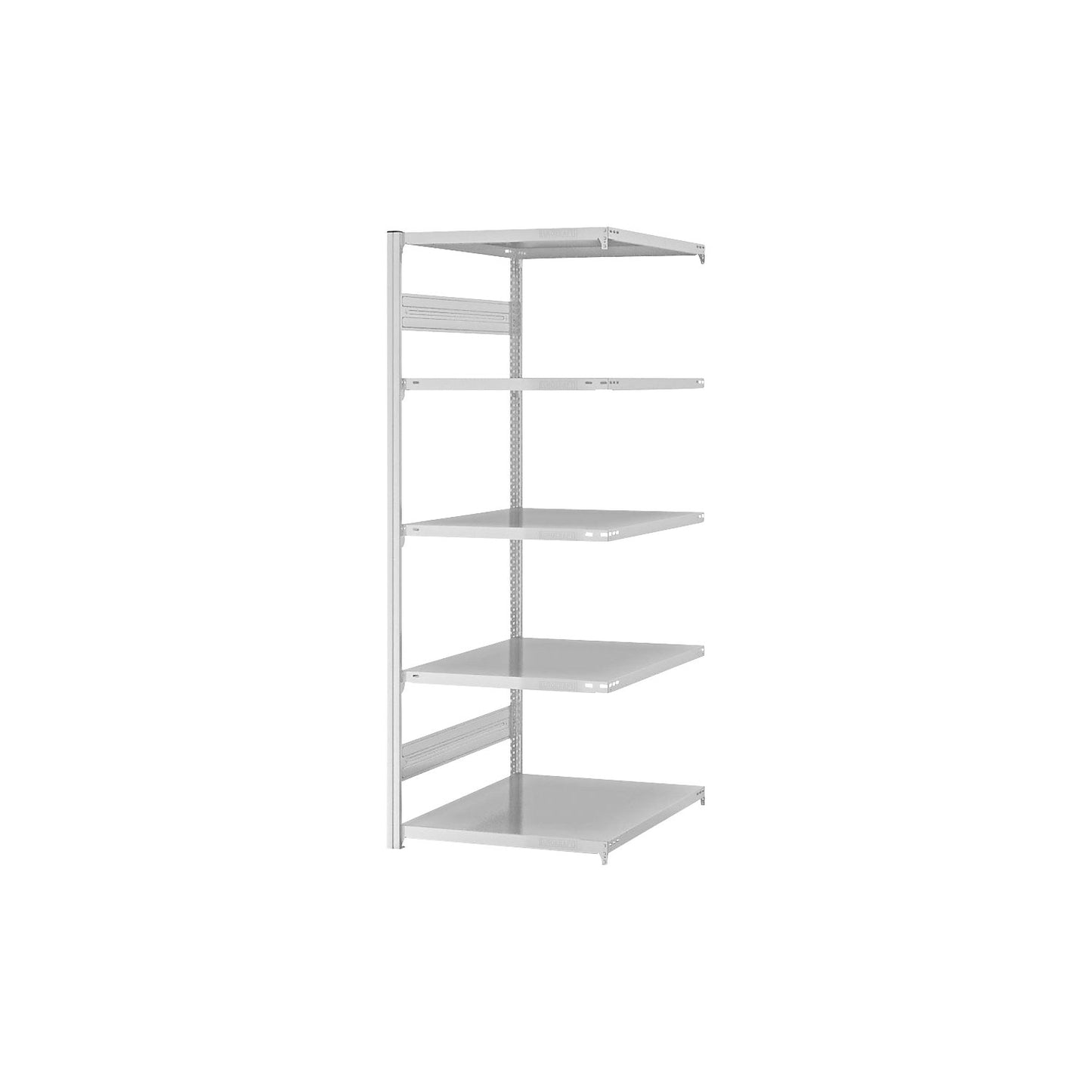 Boltless shelving unit, light duty, double-sided, HxWxD 2000 x 750 x 800 mm, grey, extension shelf unit.