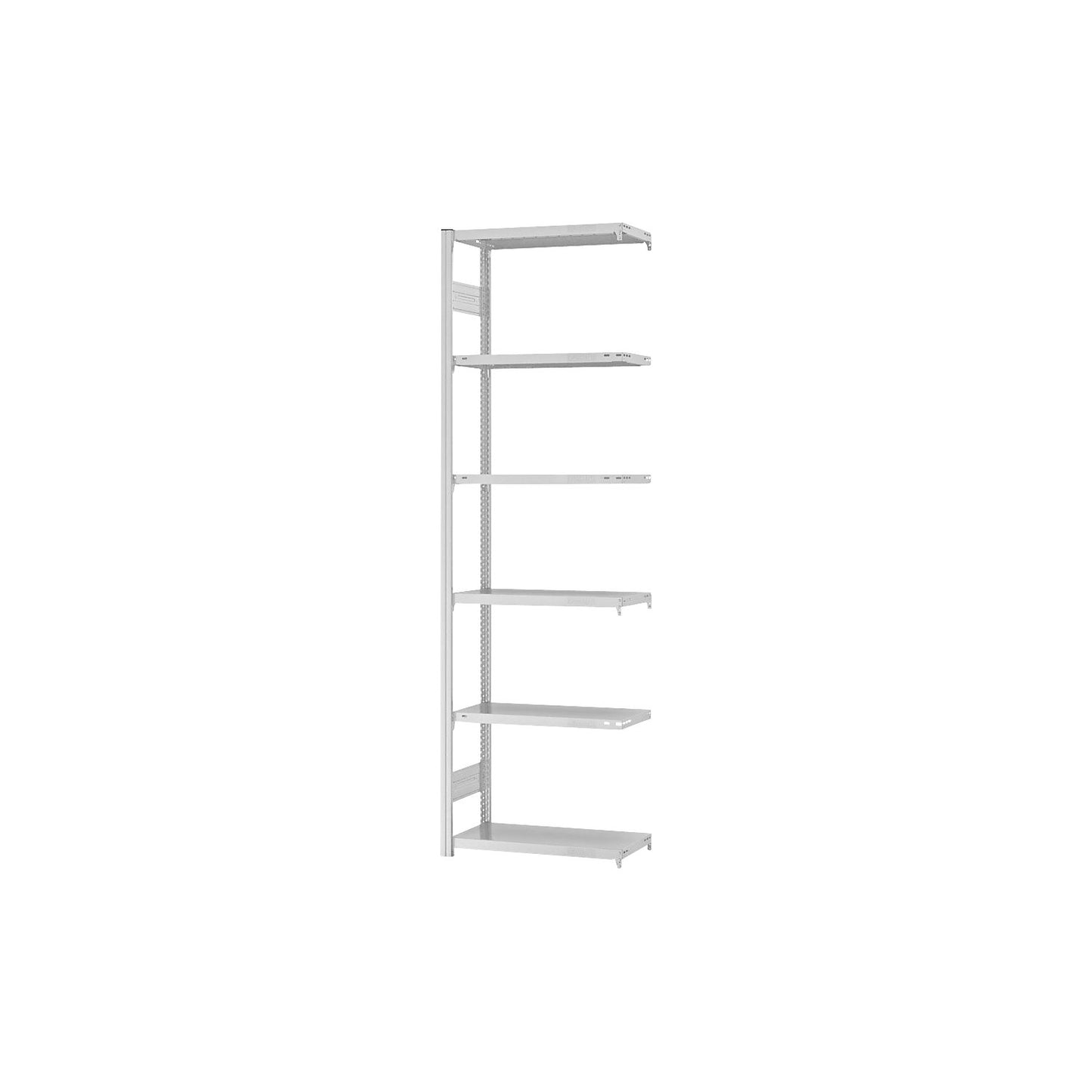 Boltless shelving unit, light duty, double-sided, HxWxD 2500 x 750 x 300 mm, grey, extension shelf unit.