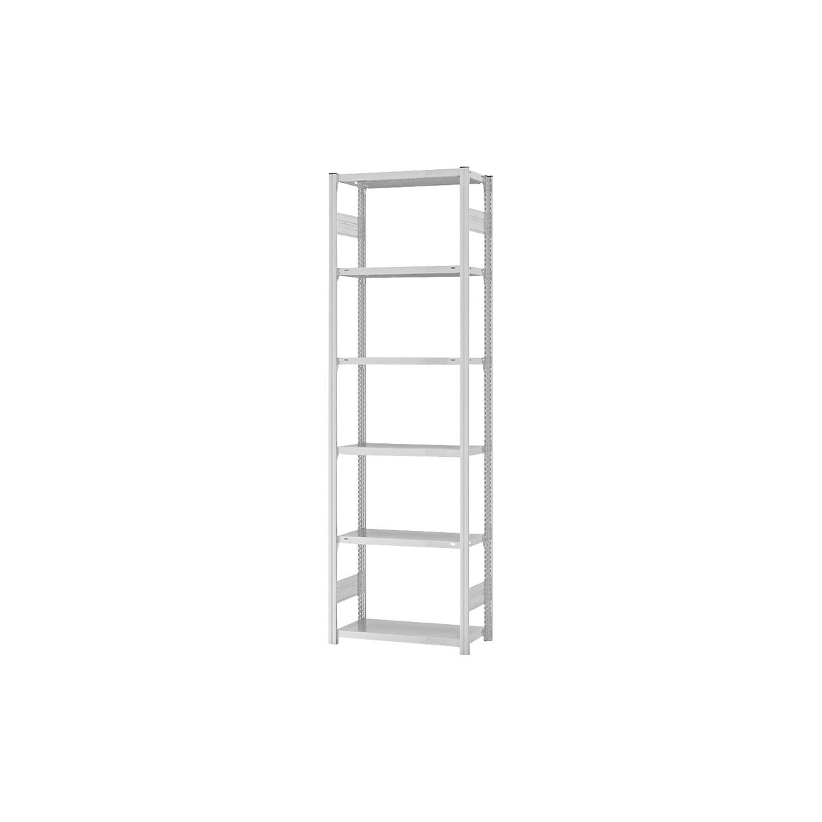 Boltless shelving unit, light duty, double-sided, HxWxD 2500 x 750 x 300 mm, grey, basic shelf unit.