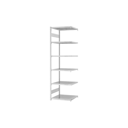 Boltless shelving unit, light duty, double-sided, HxWxD 2500 x 750 x 600 mm, grey, extension shelf unit.