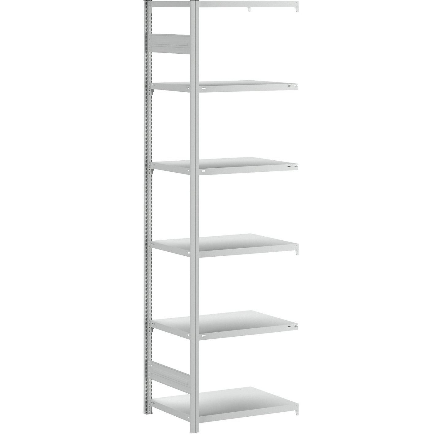 Boltless shelving unit, light duty, double-sided, HxWxD 2500 x 750 x 600 mm, grey, extension shelf unit.