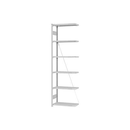 Boltless shelving unit, light duty, single-sided, HxWxD 2500 x 750 x 300 mm, grey, extension shelf unit.