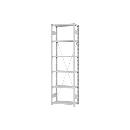 Boltless shelving unit, light duty, single-sided, HxWxD 2500 x 750 x 300 mm, grey, standard shelf unit.