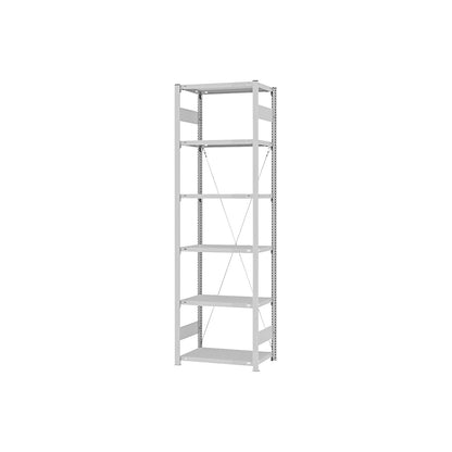 Boltless shelving unit, light duty, single-sided, HxWxD 2500 x 750 x 400 mm, grey, standard shelf unit.