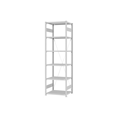 Boltless shelving unit, light duty, single-sided, HxWxD 2500 x 750 x 500 mm, grey, standard shelf unit.