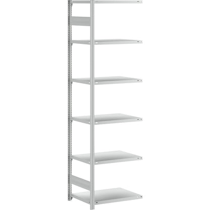 Boltless shelving unit, light duty, single-sided, HxWxD 2500 x 750 x 600 mm, grey, extension shelf unit.