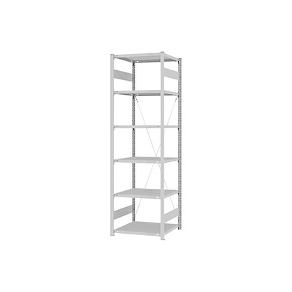 Boltless shelving unit, light duty, single-sided, HxWxD 2500 x 750 x 600 mm, grey, standard shelf unit.