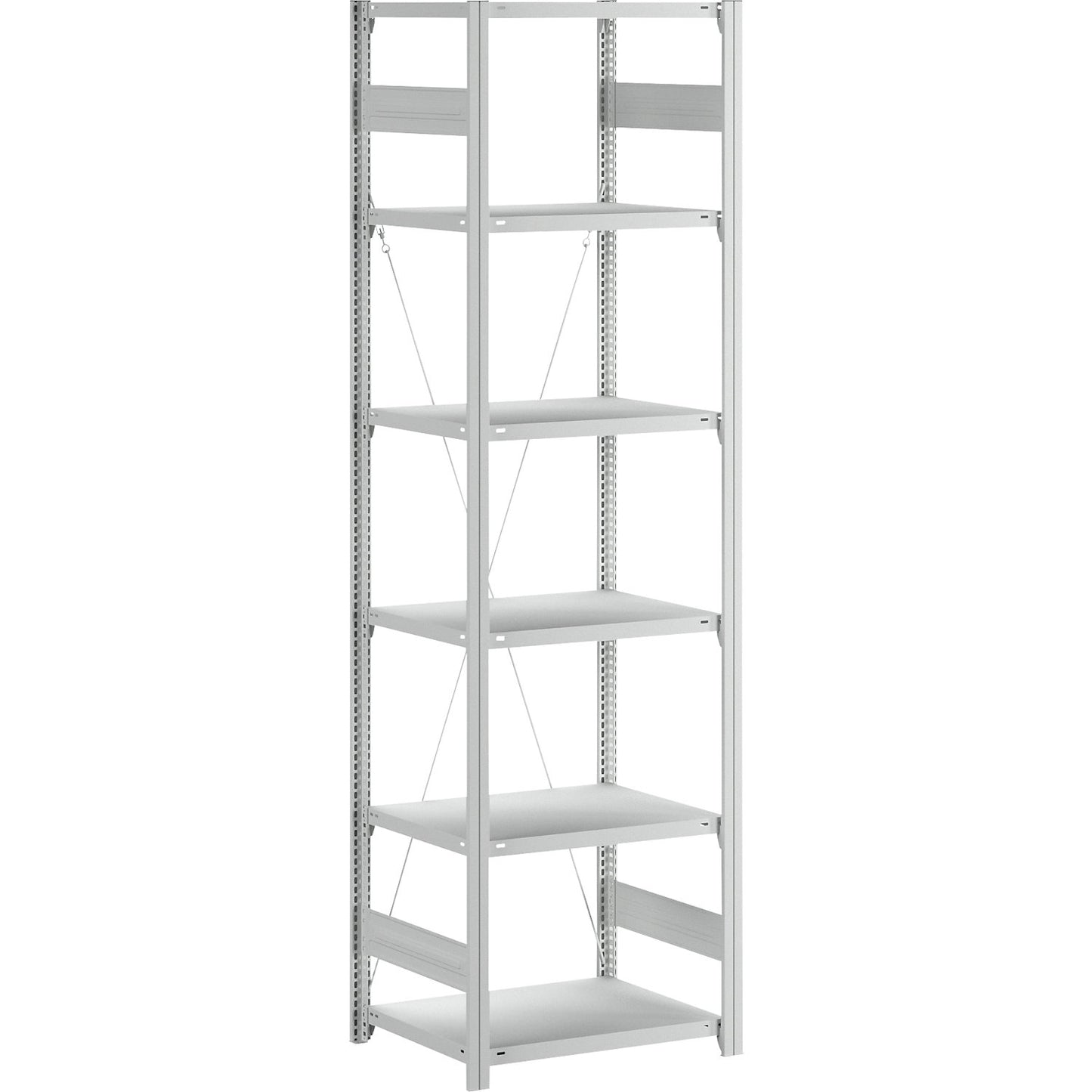 Boltless shelving unit, light duty, single-sided, HxWxD 2500 x 750 x 600 mm, grey, standard shelf unit.