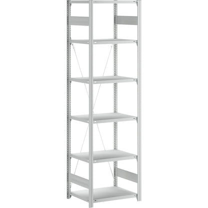 Boltless shelving unit, light duty, single-sided, HxWxD 2500 x 750 x 600 mm, grey, standard shelf unit.