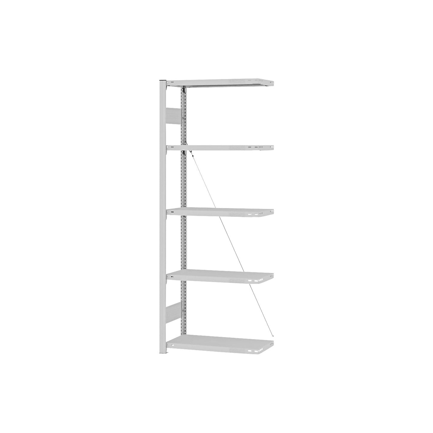 Boltless shelving unit, light duty, single-sided, HxWxD 2000 x 750 x 300 mm, grey, extension shelf unit.