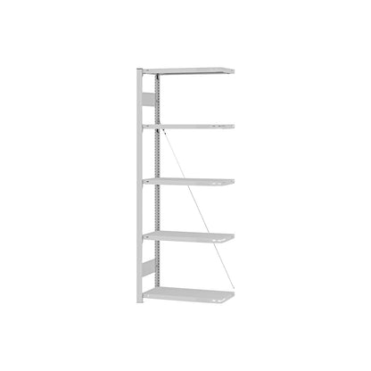Boltless shelving unit, light duty, single-sided, HxWxD 2000 x 750 x 300 mm, grey, extension shelf unit.