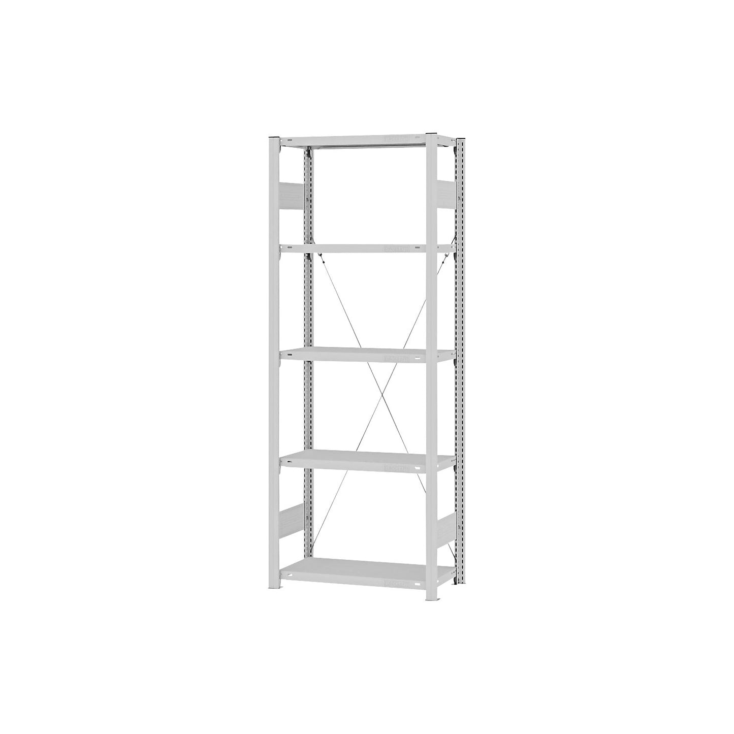 Boltless shelving unit, light duty, single-sided, HxWxD 2000 x 750 x 300 mm, grey, standard shelf unit.
