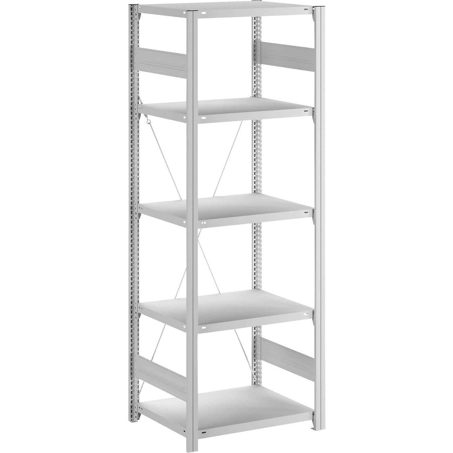 Boltless shelving unit, light duty, single-sided, HxWxD 2000 x 750 x 600 mm, grey, standard shelf unit.