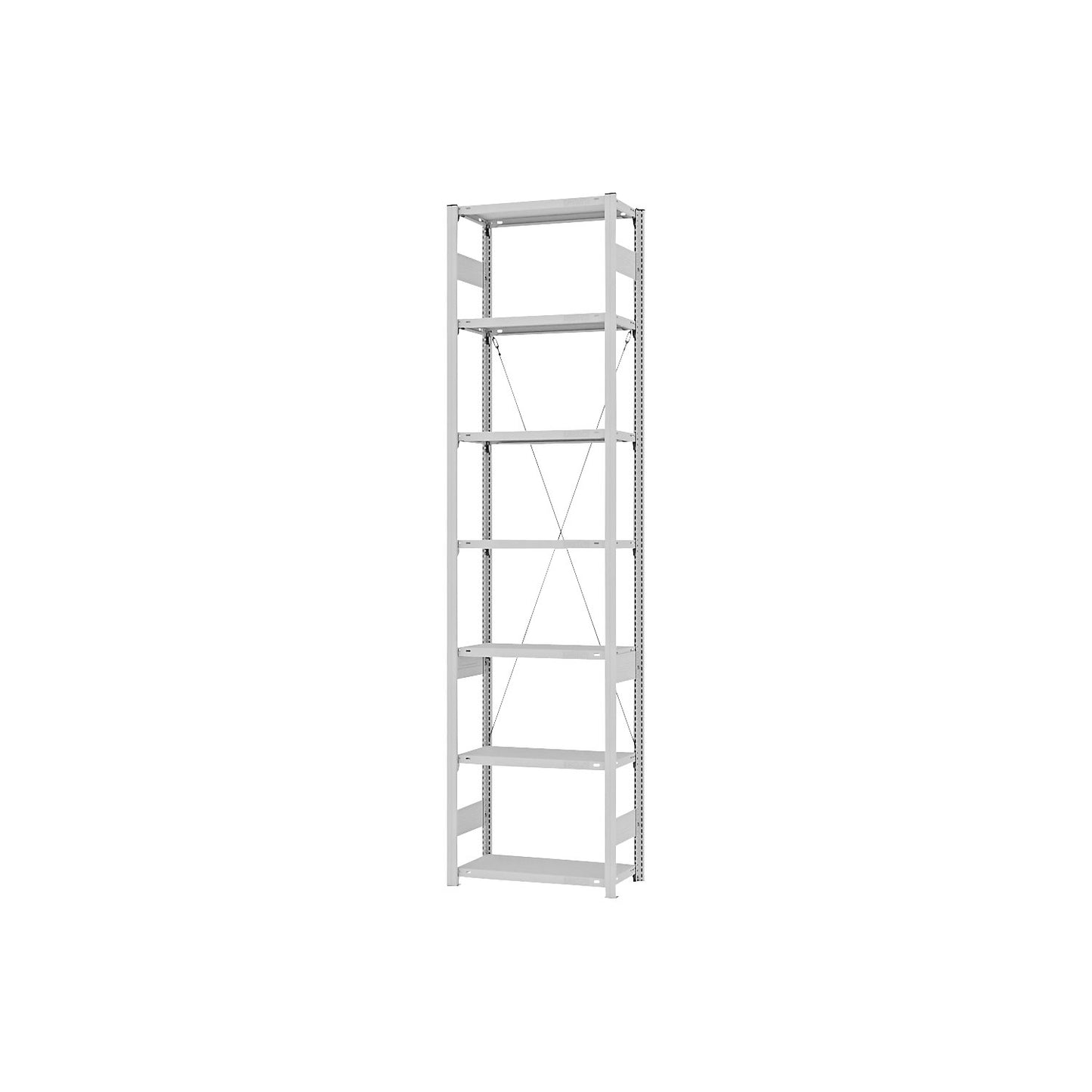 Boltless shelving unit, light duty, single-sided, HxWxD 3000 x 750 x 300 mm, grey, standard shelf unit.
