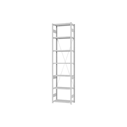 Boltless shelving unit, light duty, single-sided, HxWxD 3000 x 750 x 300 mm, grey, standard shelf unit.