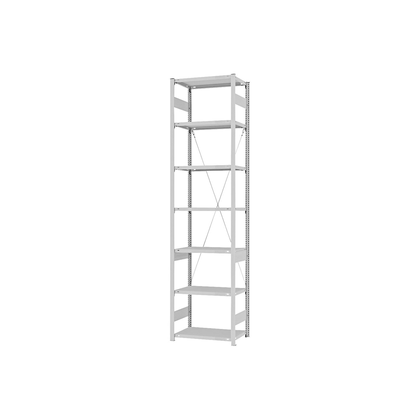 Boltless shelving unit, light duty, single-sided, HxWxD 3000 x 750 x 400 mm, grey, standard shelf unit.