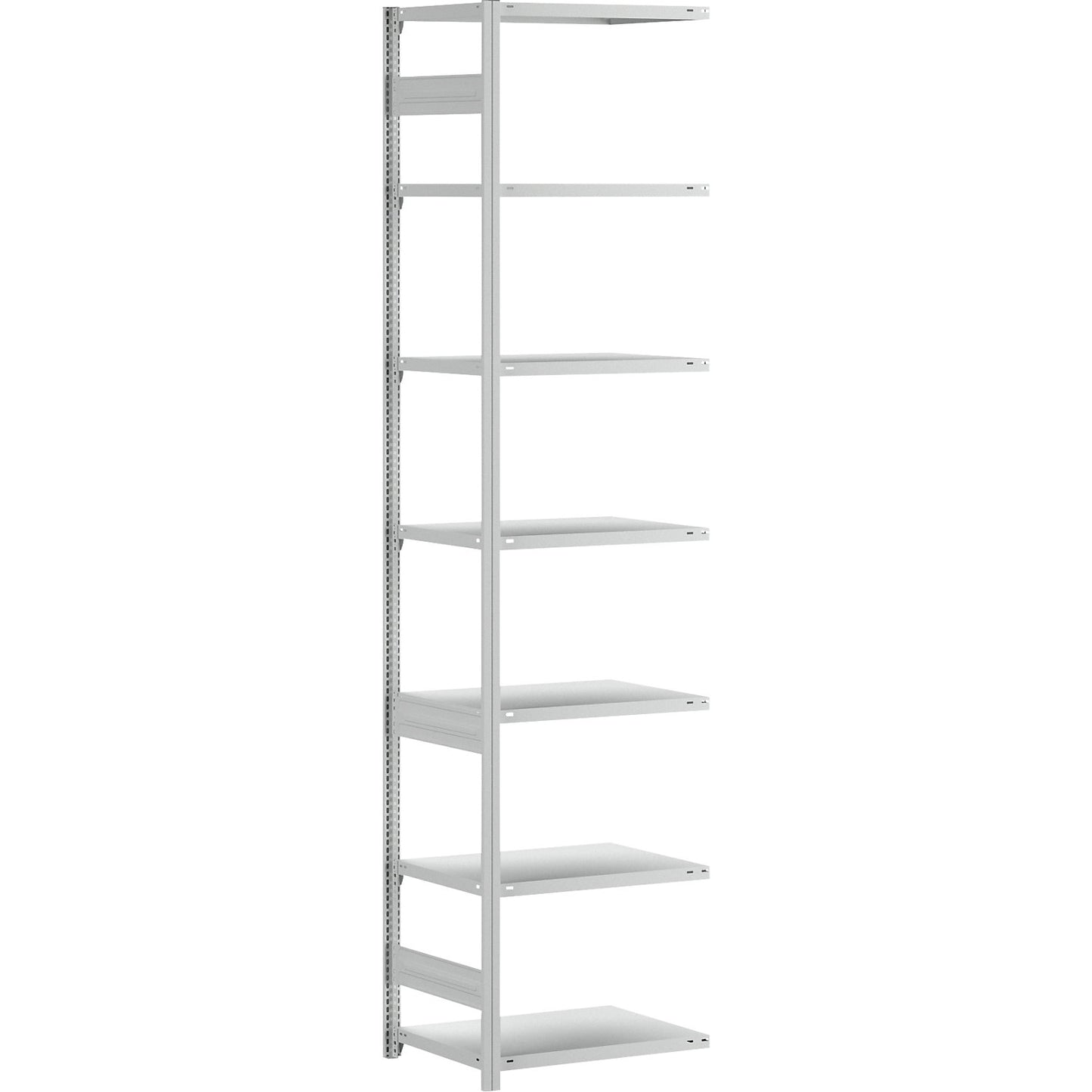 Boltless shelving unit, light duty, single-sided, HxWxD 3000 x 750 x 600 mm, grey, extension shelf unit.