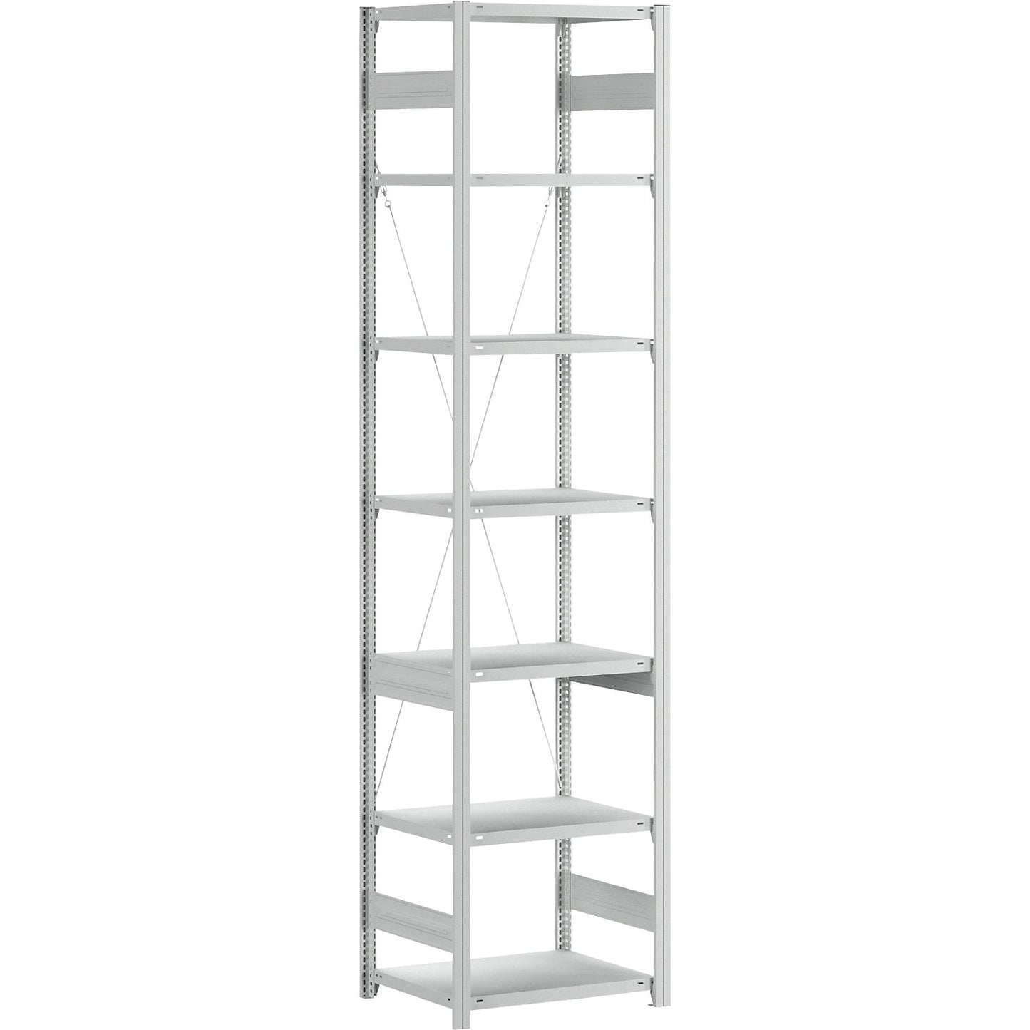 Boltless shelving unit, light duty, single-sided, HxWxD 3000 x 750 x 600 mm, grey, standard shelf unit.