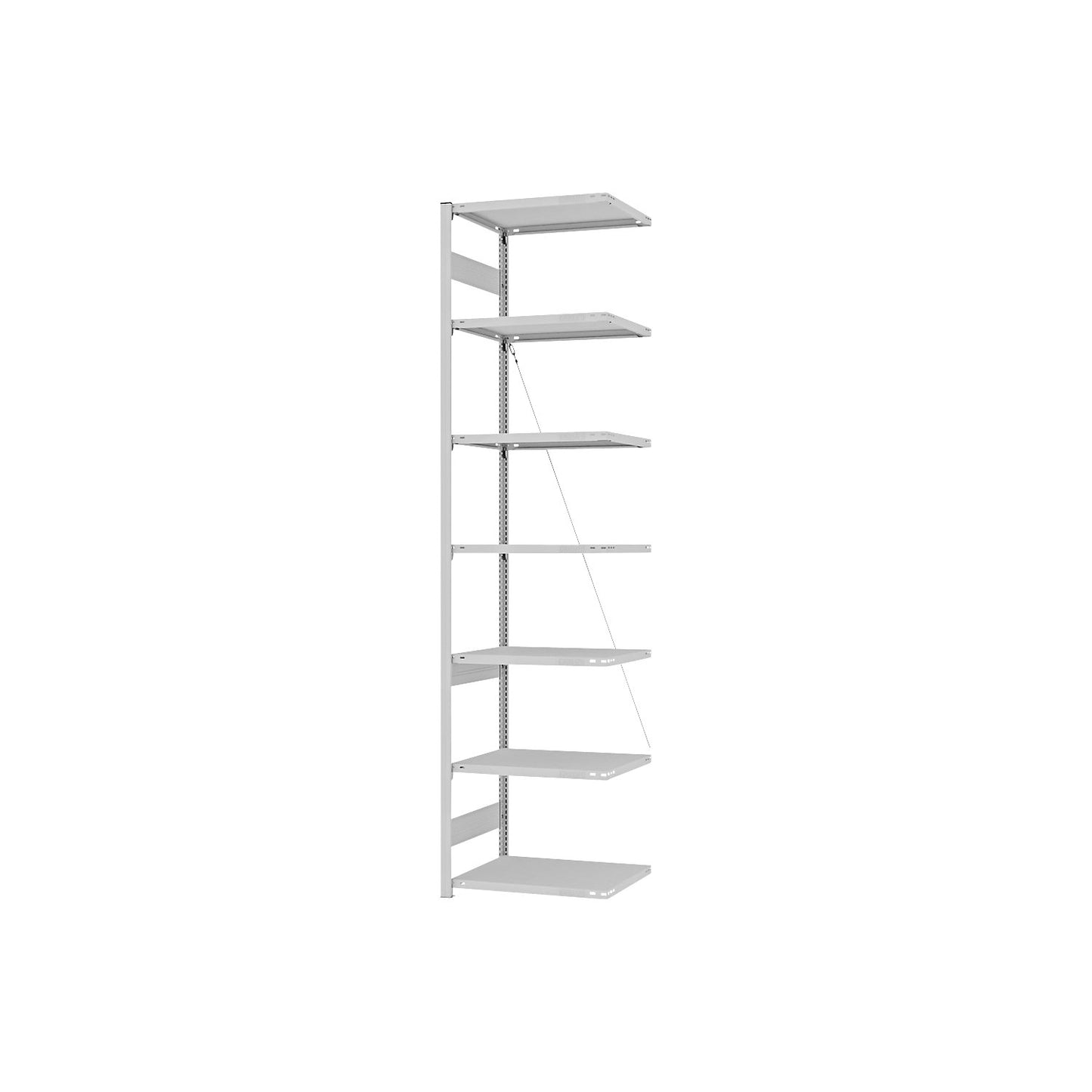 Boltless shelving unit, medium duty, single-sided, HxWxD 3000 x 750 x 500 mm, grey, extension shelf unit.