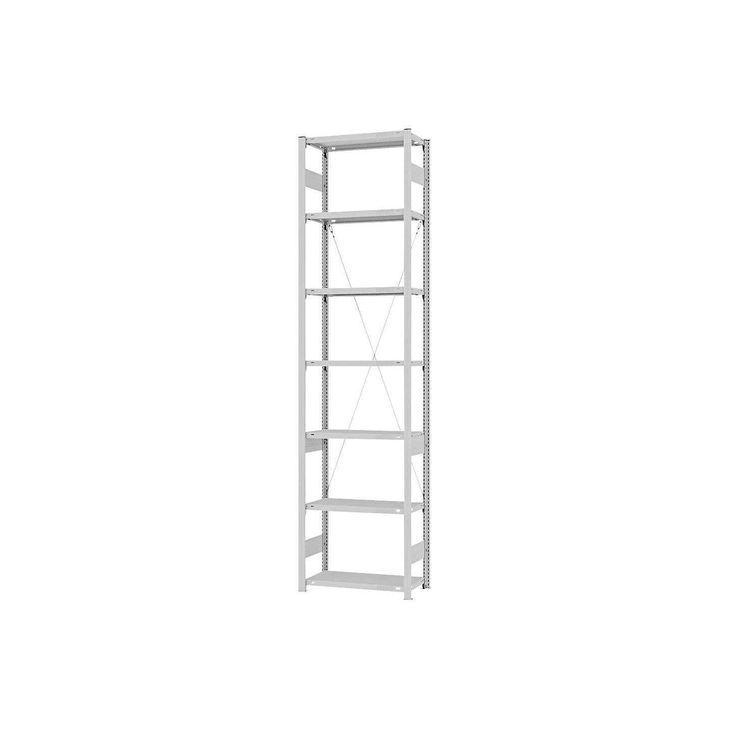 Boltless shelving unit, medium duty, single-sided, HxWxD 3000 x 750 x 300 mm, grey, standard shelf unit.