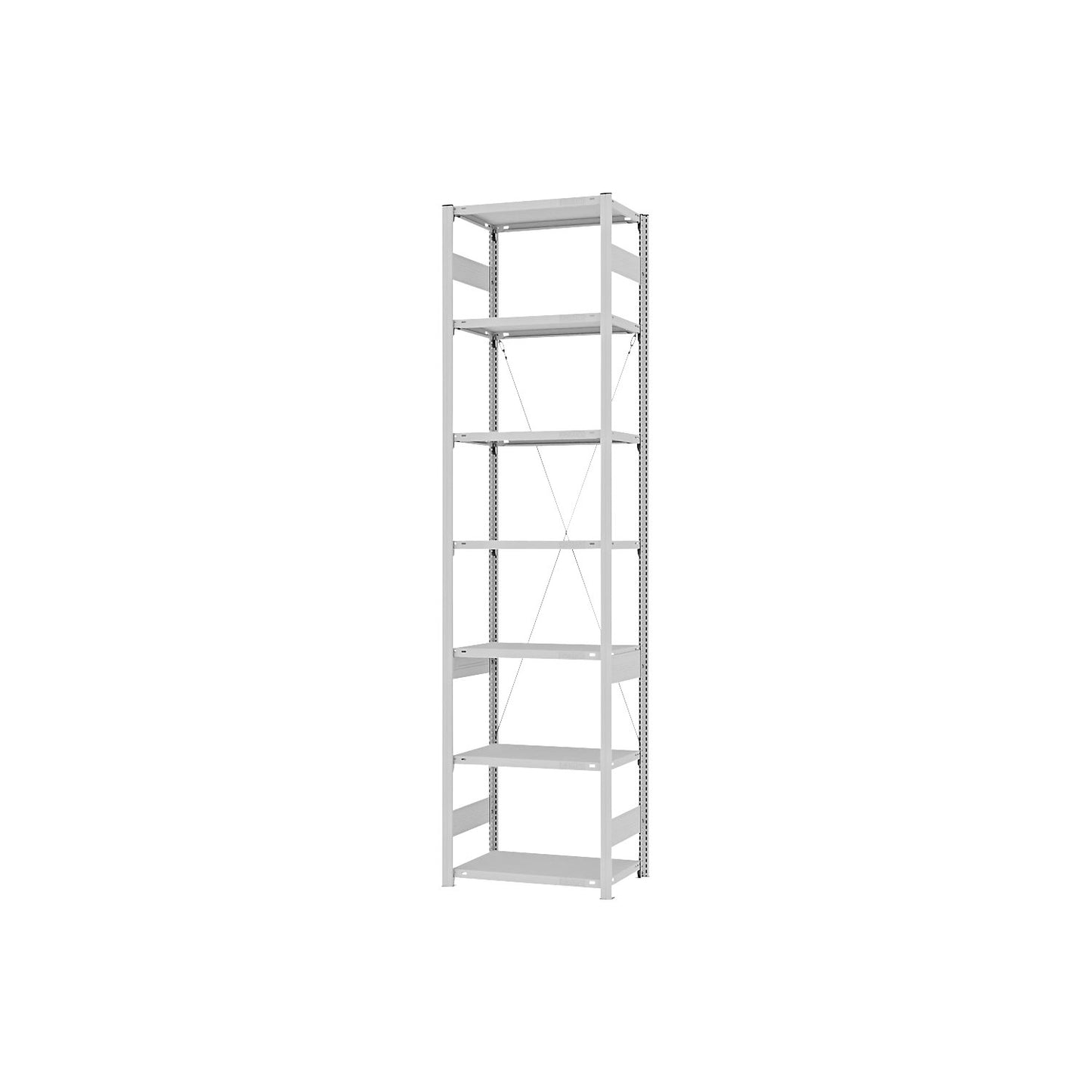 Boltless shelving unit, medium duty, single-sided, HxWxD 3000 x 750 x 400 mm, grey, standard shelf unit.