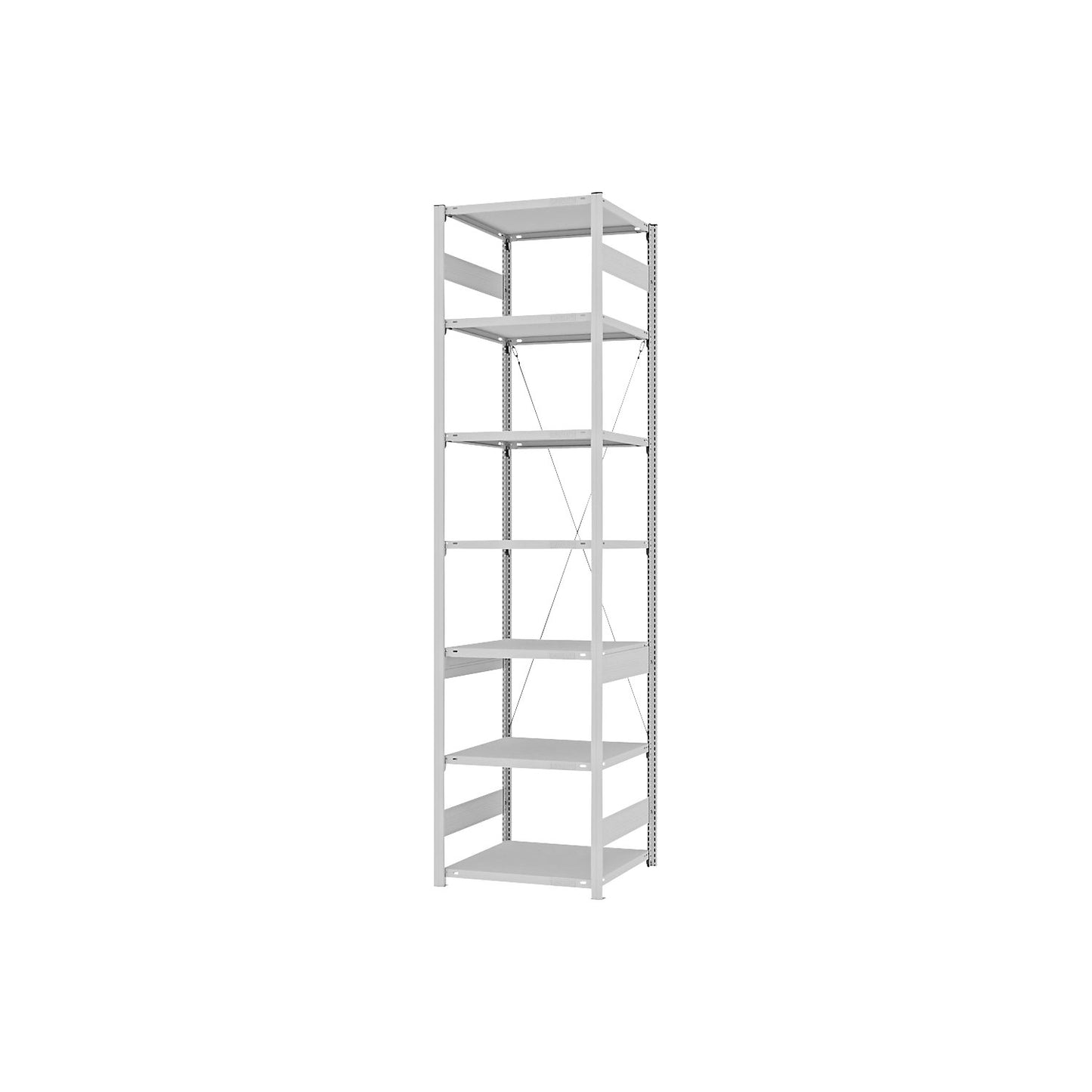 Boltless shelving unit, medium duty, single-sided, HxWxD 3000 x 750 x 600 mm, grey, standard shelf unit.