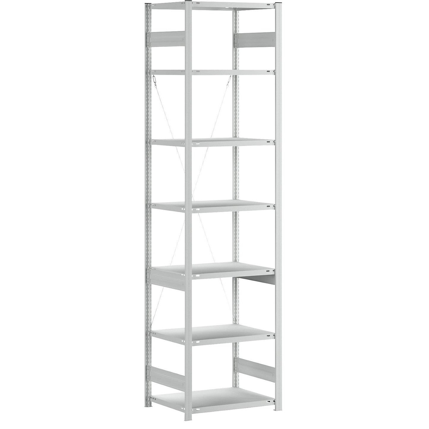 Boltless shelving unit, medium duty, single-sided, HxWxD 3000 x 750 x 600 mm, grey, standard shelf unit.
