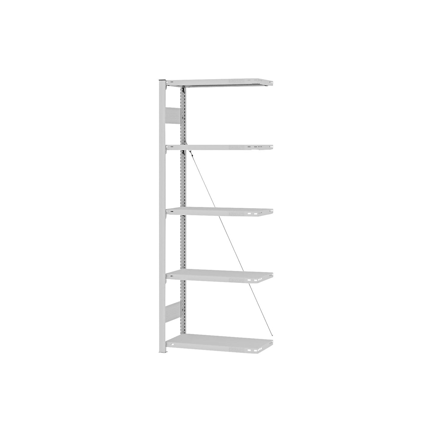 Boltless shelving unit, medium duty, single-sided, HxWxD 2000 x 750 x 300 mm, grey, extension shelf unit.