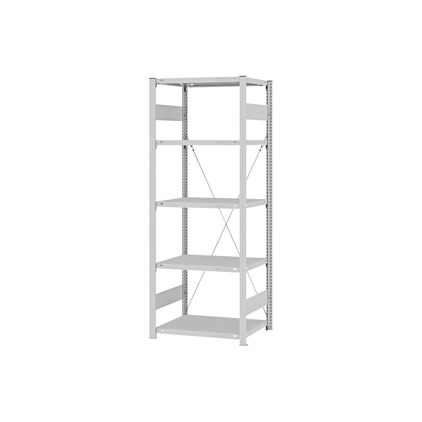 Boltless shelving unit, medium duty, single-sided, HxWxD 2000 x 750 x 500 mm, grey, standard shelf unit.