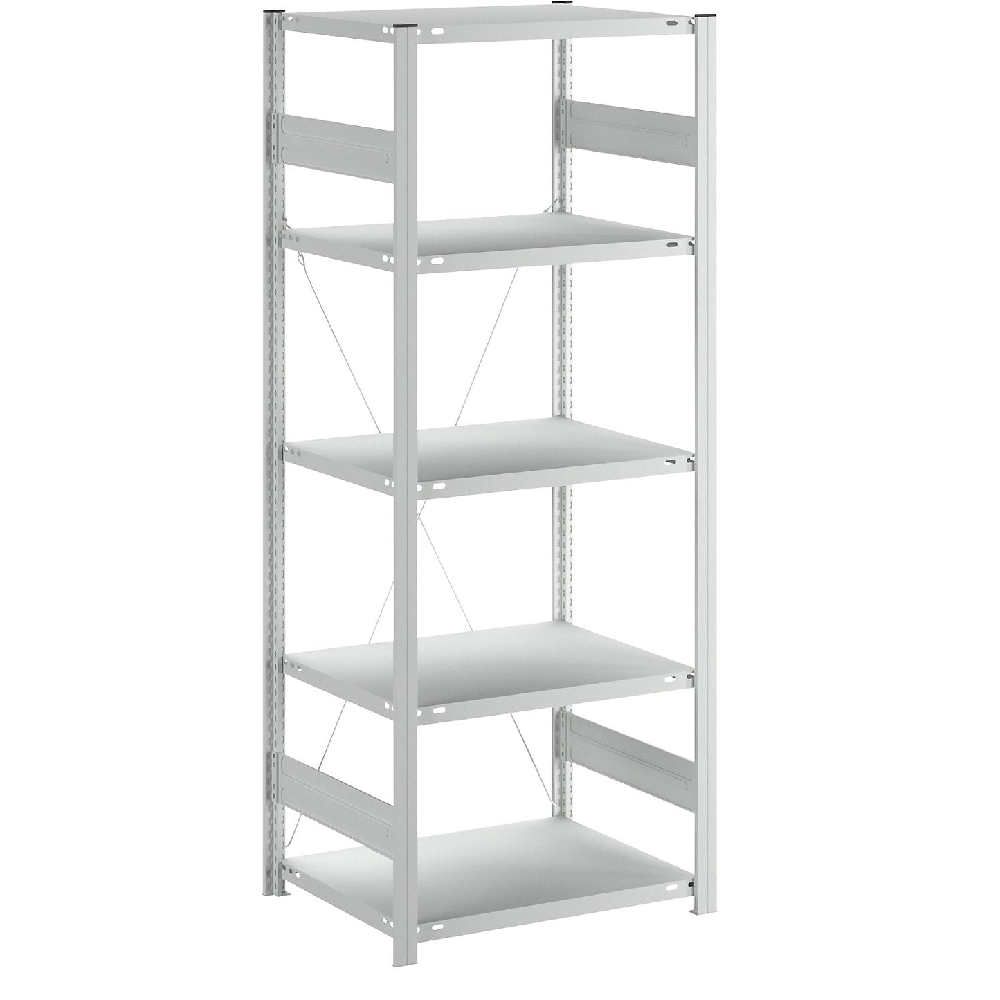 Boltless shelving unit, medium duty, single-sided, HxWxD 2000 x 750 x 600 mm, grey, standard shelf unit.