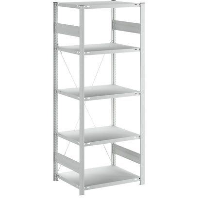 Boltless shelving unit, medium duty, single-sided, HxWxD 2000 x 750 x 600 mm, grey, standard shelf unit.