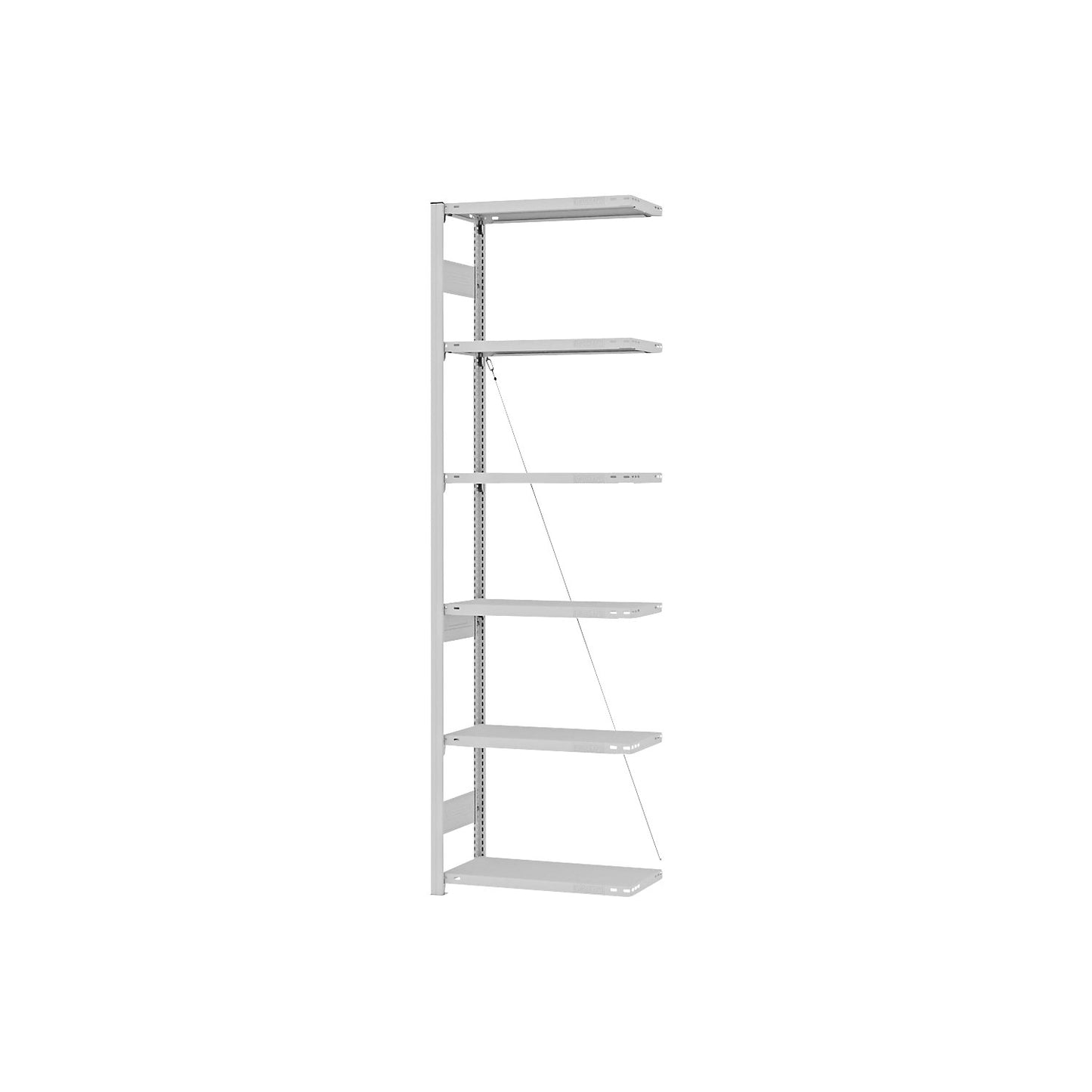 Boltless shelving unit, medium duty, single-sided, HxWxD 2500 x 750 x 300 mm, grey, extension shelf unit.