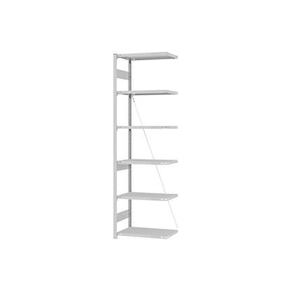 Boltless shelving unit, medium duty, single-sided, HxWxD 2500 x 750 x 400 mm, grey, extension shelf unit.