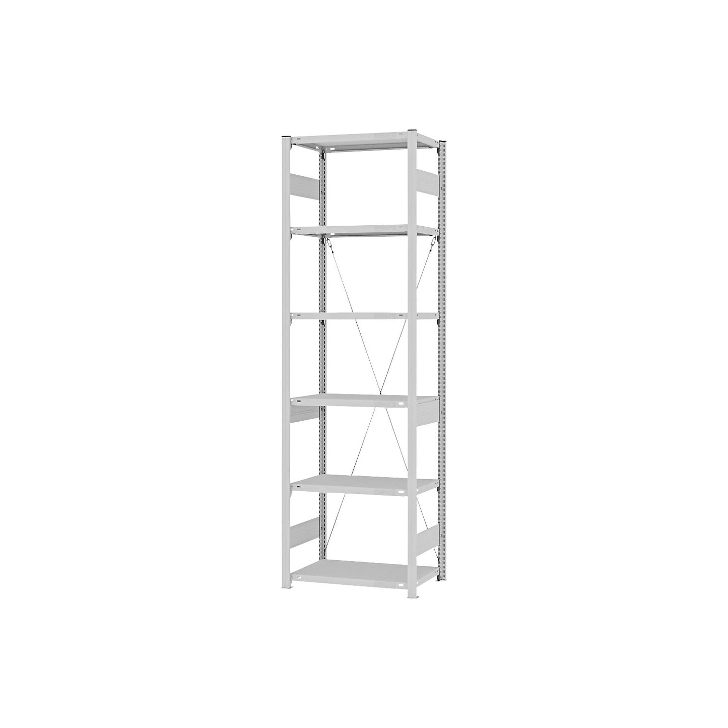 Boltless shelving unit, medium duty, single-sided, HxWxD 2500 x 750 x 400 mm, grey, standard shelf unit.