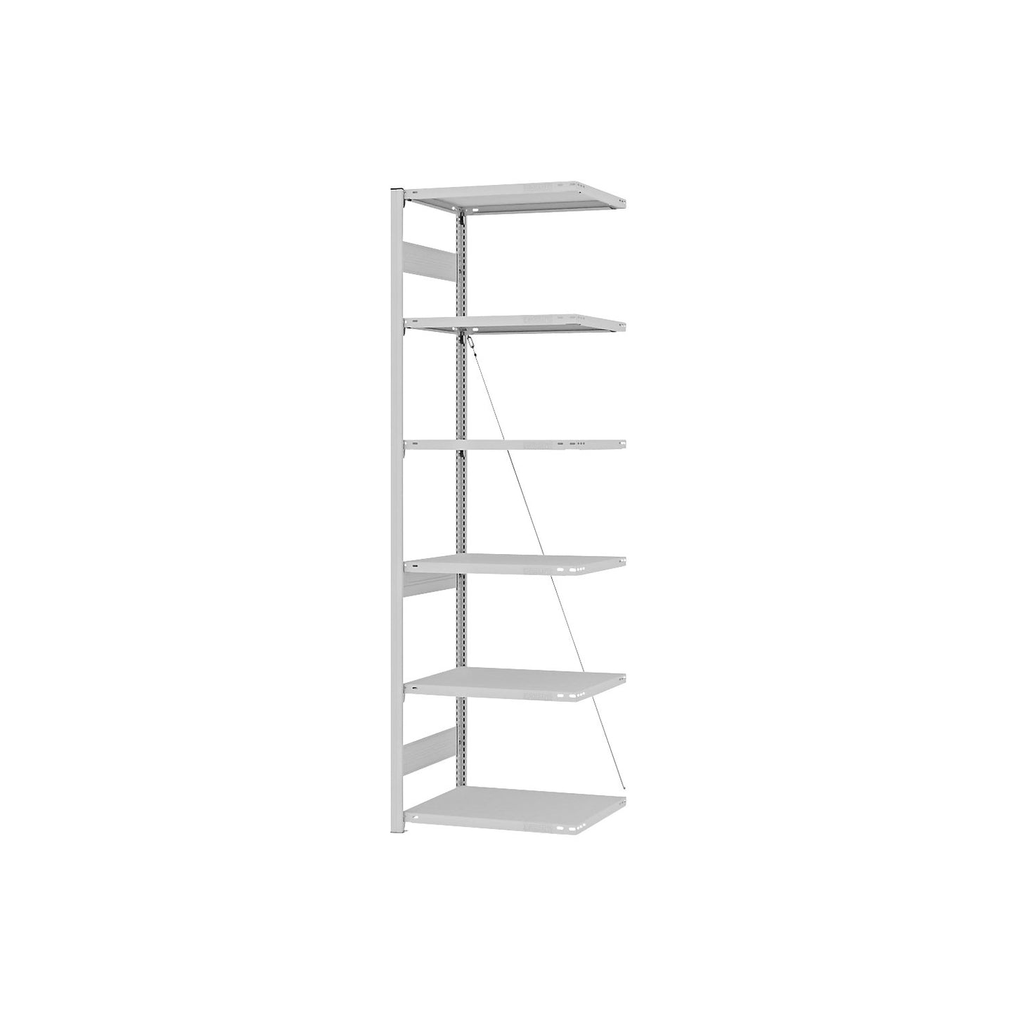 Boltless shelving unit, medium duty, single-sided, HxWxD 2500 x 750 x 500 mm, grey, extension shelf unit.