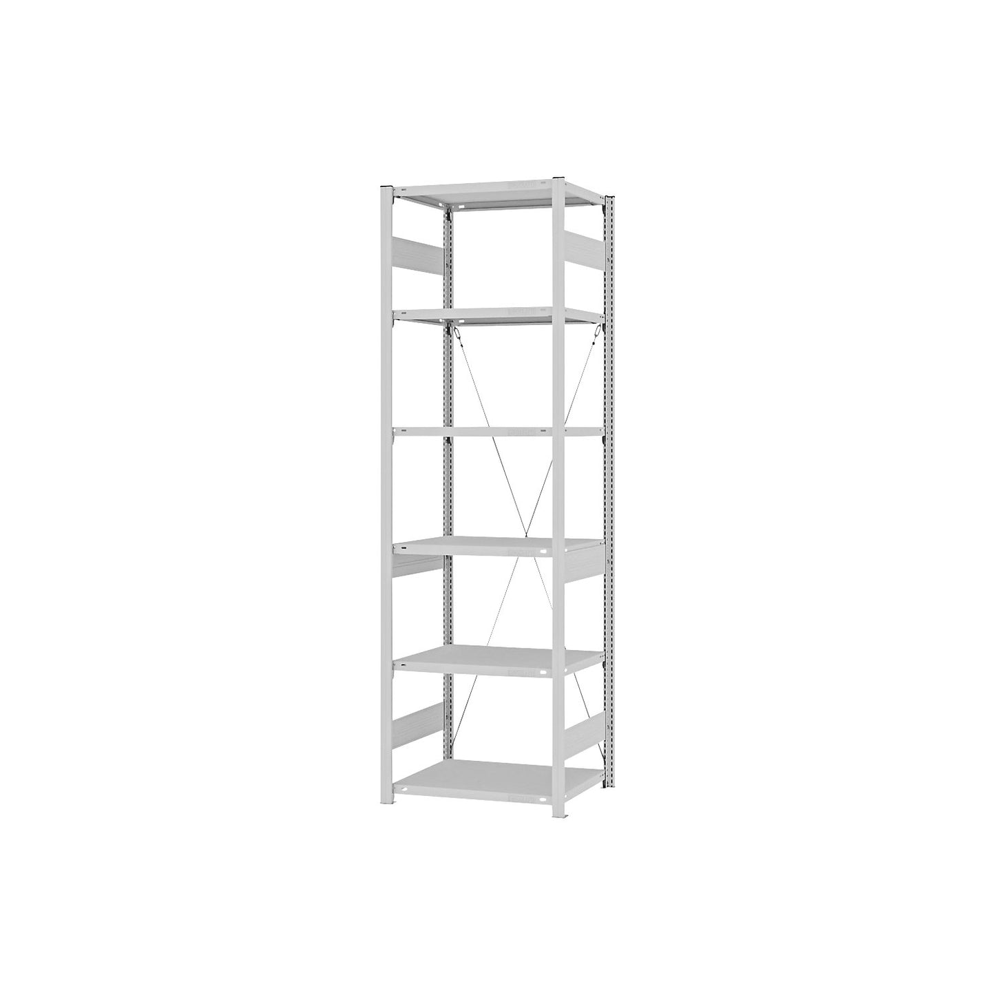 Boltless shelving unit, medium duty, single-sided, HxWxD 2500 x 750 x 500 mm, grey, standard shelf unit.
