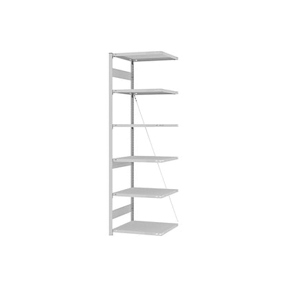 Boltless shelving unit, medium duty, single-sided, HxWxD 2500 x 750 x 600 mm, grey, extension shelf unit.