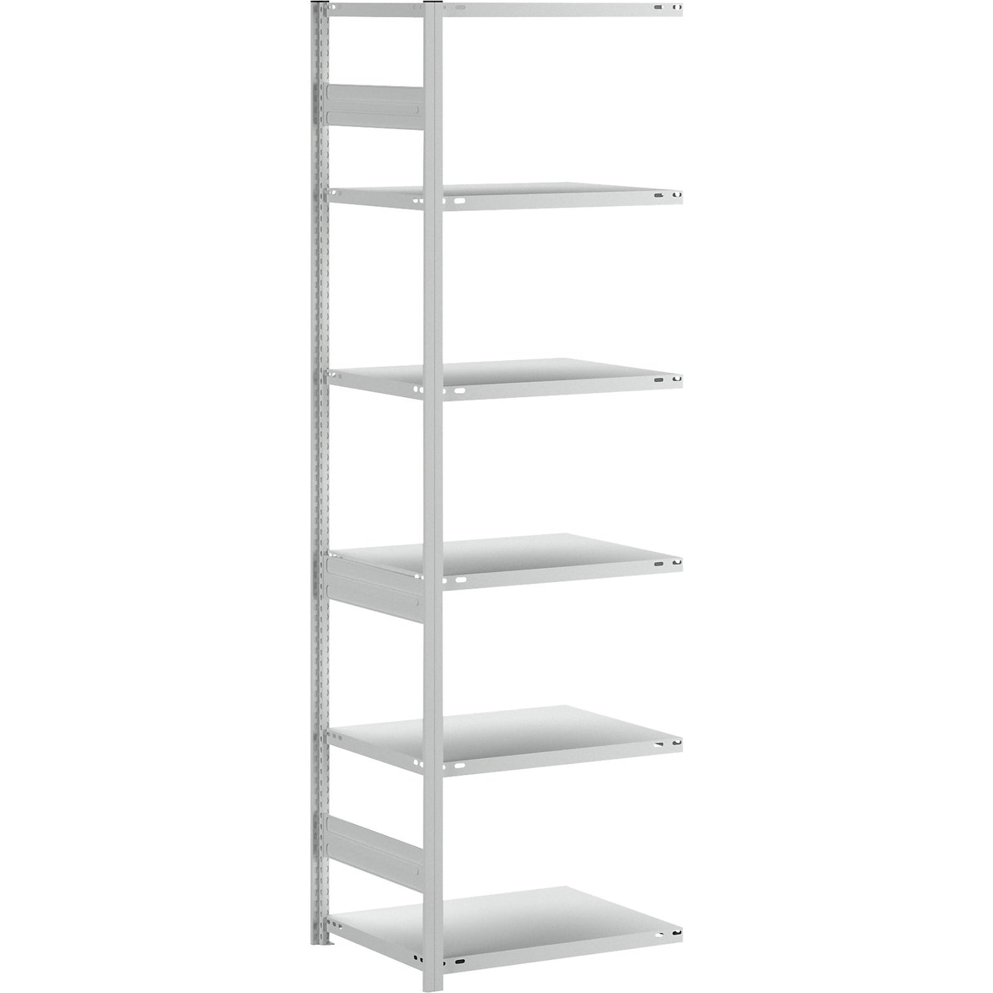 Boltless shelving unit, medium duty, single-sided, HxWxD 2500 x 750 x 600 mm, grey, extension shelf unit.