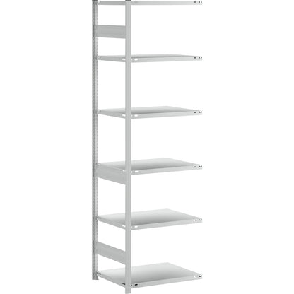 Boltless shelving unit, medium duty, single-sided, HxWxD 2500 x 750 x 600 mm, grey, extension shelf unit.
