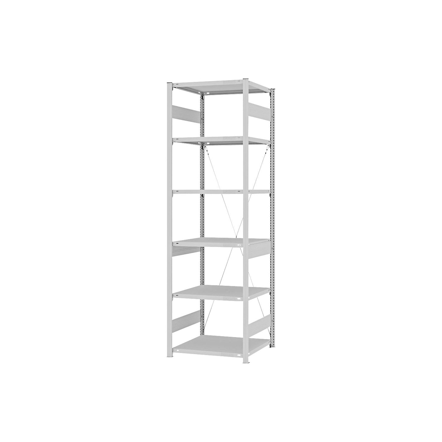 Boltless shelving unit, medium duty, single-sided, HxWxD 2500 x 750 x 600 mm, grey, standard shelf unit.