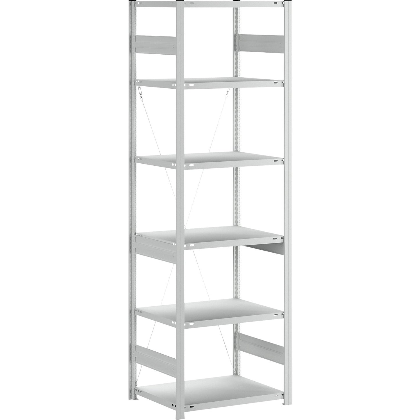 Boltless shelving unit, medium duty, single-sided, HxWxD 2500 x 750 x 600 mm, grey, standard shelf unit.